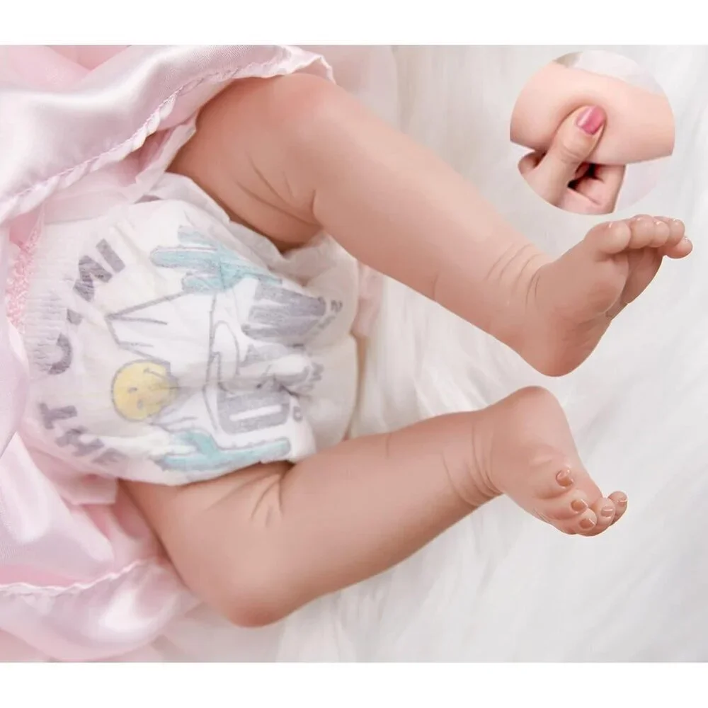 🆕18inch Full Body Silicone Vinyl Newborn Baby Doll Poseable Limbs Pink Girl